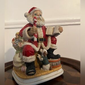 Vintage Melody in Motion Porcelain 1989 Willie The Santa With Bingo The Dog